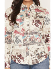 Women's Spiritdance Conversational Print Long Sleeve Snap Stretch Western Shirt