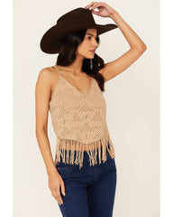 Women's Hankie Hem Fringe Sweater Tank