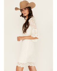 Women's Lace Bell Sleeve Mini Dress