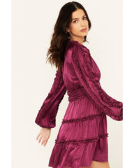 Women's Long Sleeve Ruffle Mini Dress