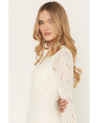 Women's Long Bell Sleeve Lace Mini Dress