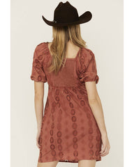 Women's Eyelet Tie Front Mini Dress