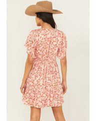 Women's Floral Print Short Sleeve Mini Dress