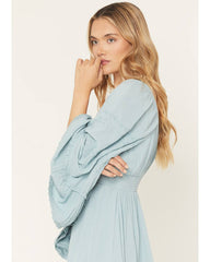 Women's Highlands Embroidered Long Bell Sleeve Mini Dress