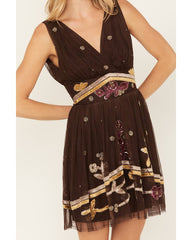 Women's Embroidered Tulle Mini Dress