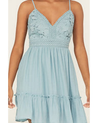 Women's Bustier Tie Back Lace Mini Dress