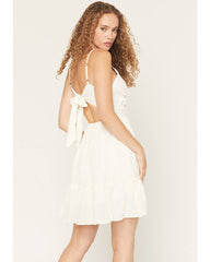 Women's Lace Sleeveless Tie-Back Mini Dress