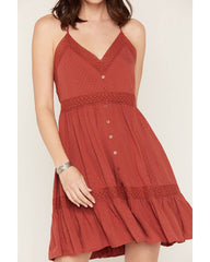 Women's Racerback Lace Trim Mini Dress