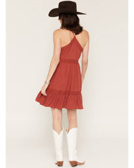 Women's Racerback Lace Trim Mini Dress