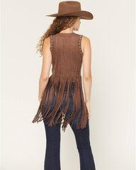 Women's Simpson Embellished Fringe Faux Suede Vest