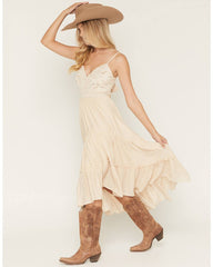 Women's Aerie Crochet Front High-Low Midi Dress