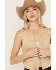 Women's Faux Suede Whipstitch Fringe Vest