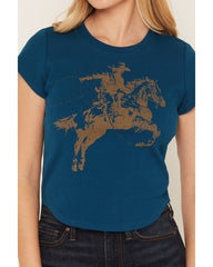 Women's Ropin Cowboy Horse Ribbed Baby Tee