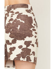 Women's Sylvia Cow Print Faux Suede Belted Mini Skirt