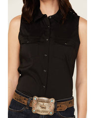 Women's Vented Back Yoke Sleeveless Performance Stretch Riding Shirt