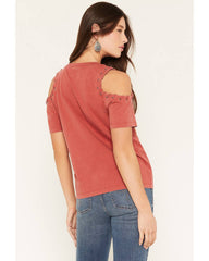 Women's Steer Head Cold Shoulder Short Sleeve Graphic Tee