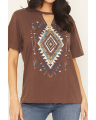 Women's Studded Southwestern Print Short Sleeve Graphic Tee