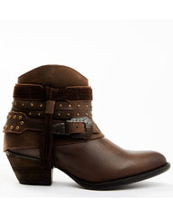 Women's Sevilla Buckle Fringe Western Booties - Round Toe