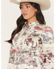 Women's Spiritdance Conversational Print Long Sleeve Snap Stretch Western Shirt