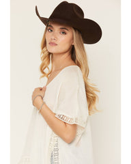 Women's Fringe Lace Pullover Kimono
