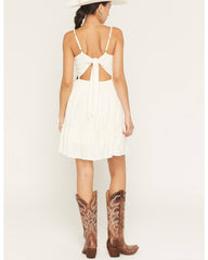 Women's Lace Sleeveless Tie-Back Mini Dress