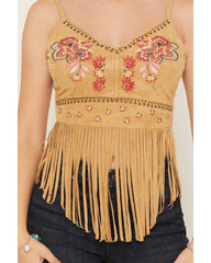 Women's Rialto Embroidered Fringe Sleeveless Tank Top