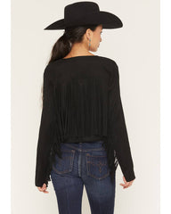 Women's Fringe Faux Suede Cropped Jacket