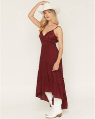 Women's Aerie Crochet Front High-Low Midi Dress
