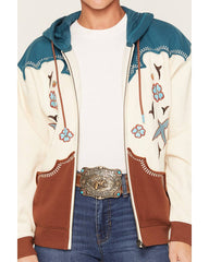 Women's Birdie Retro Embroidered Zip-Front Hoodie