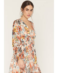 Women's Floral Print Long Sleeve Mini Dress