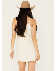 Women's Nylon Lace Mini Slip Dress