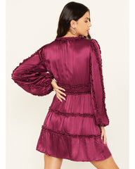 Women's Long Sleeve Ruffle Mini Dress