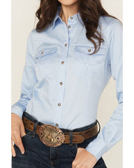 Women's Solid Long Sleeve Button-Down Stretch Riding Shirt
