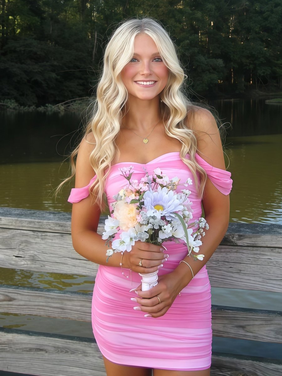 V-Neck Satin Homecoming Dress